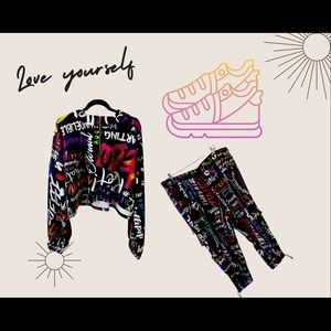 2 piece plus size sweat suit